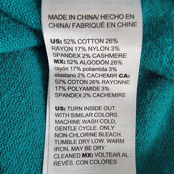 Chicos Cashmere Blend Sweater Green Sz 0 Small Christmas Holiday Office Preppy - Picture 6 of 6